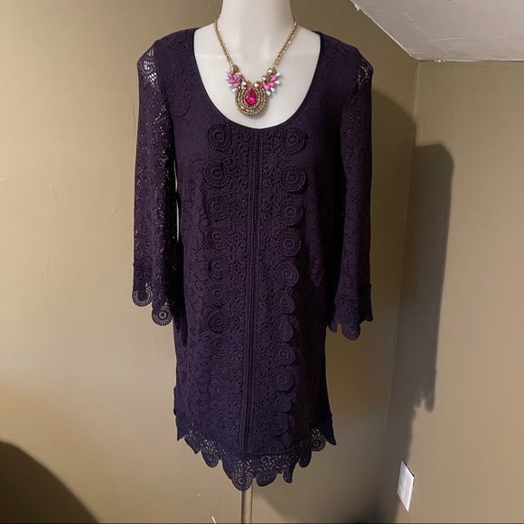 Laundry Women’s Navy Lace Overlay Dress SZ 2 - Picture 1 of 13